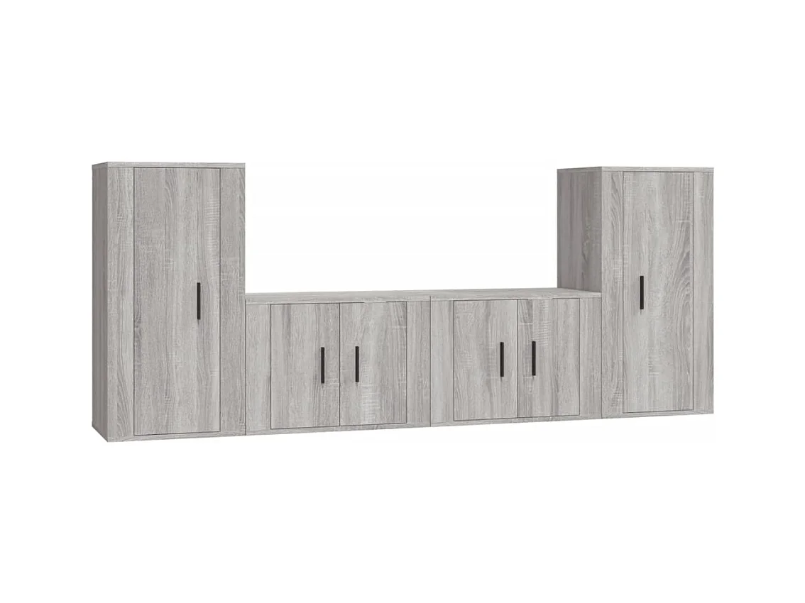 Conjunto de muebles mueble buffet TV televisión salón dormitorio salón 4 piezas sonoma madera contrachapada gris 02_0024847