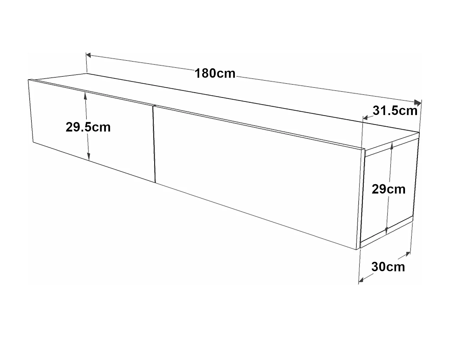 Mueble TV con 2 puertas 295 x 180 x 315 cm efecto roble negro 03_0007791