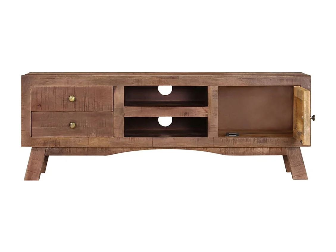 Mueble de TV multimedia estante para televisión buffet de televisión comedor salón dormitorio 110 x 30 x 40 cm madera de mango en bruto marrón 02_0025717