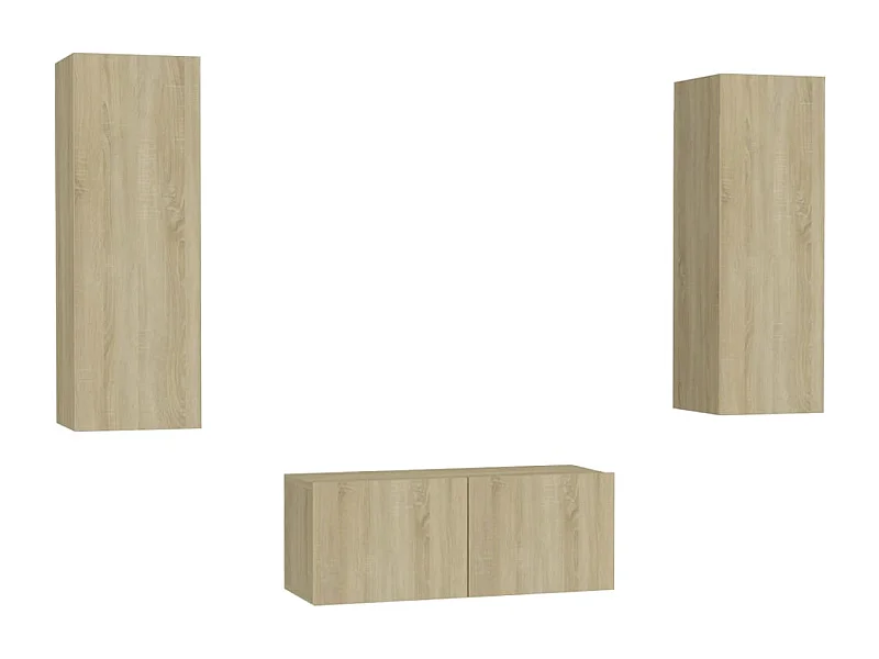 Conjunto de muebles mueble aparador TV televisión salón dormitorio salón 3 piezas roble sonoma madera contrachapada marrón 02_0024607