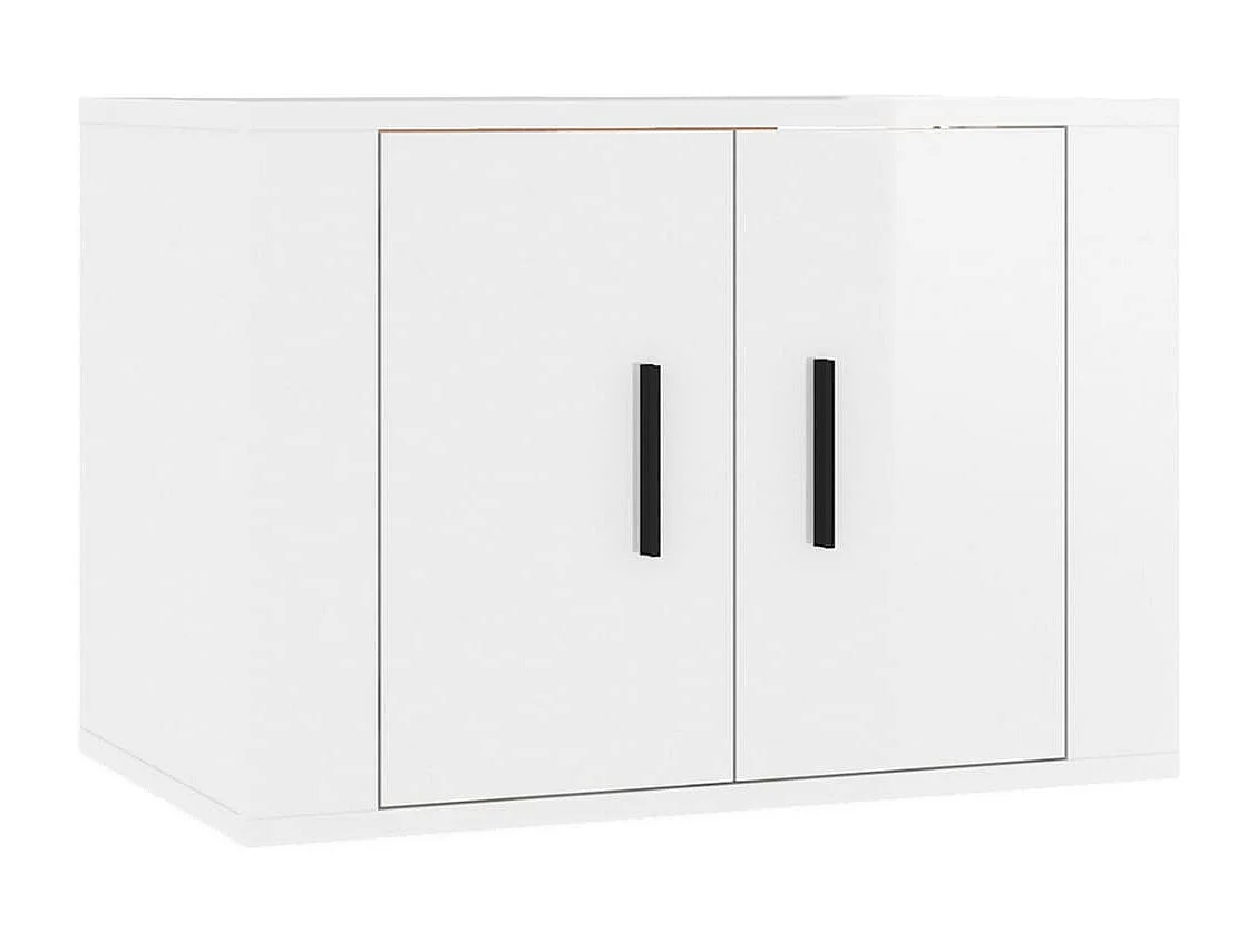 Conjunto de muebles mueble aparador TV televisión salón dormitorio salón 2 piezas madera contrachapada brillante blanco 02_0024398