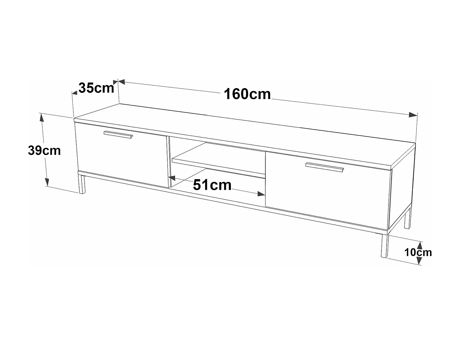 Meuble TV à 2 beige 160 x 35 x 39 cm 03_0007794