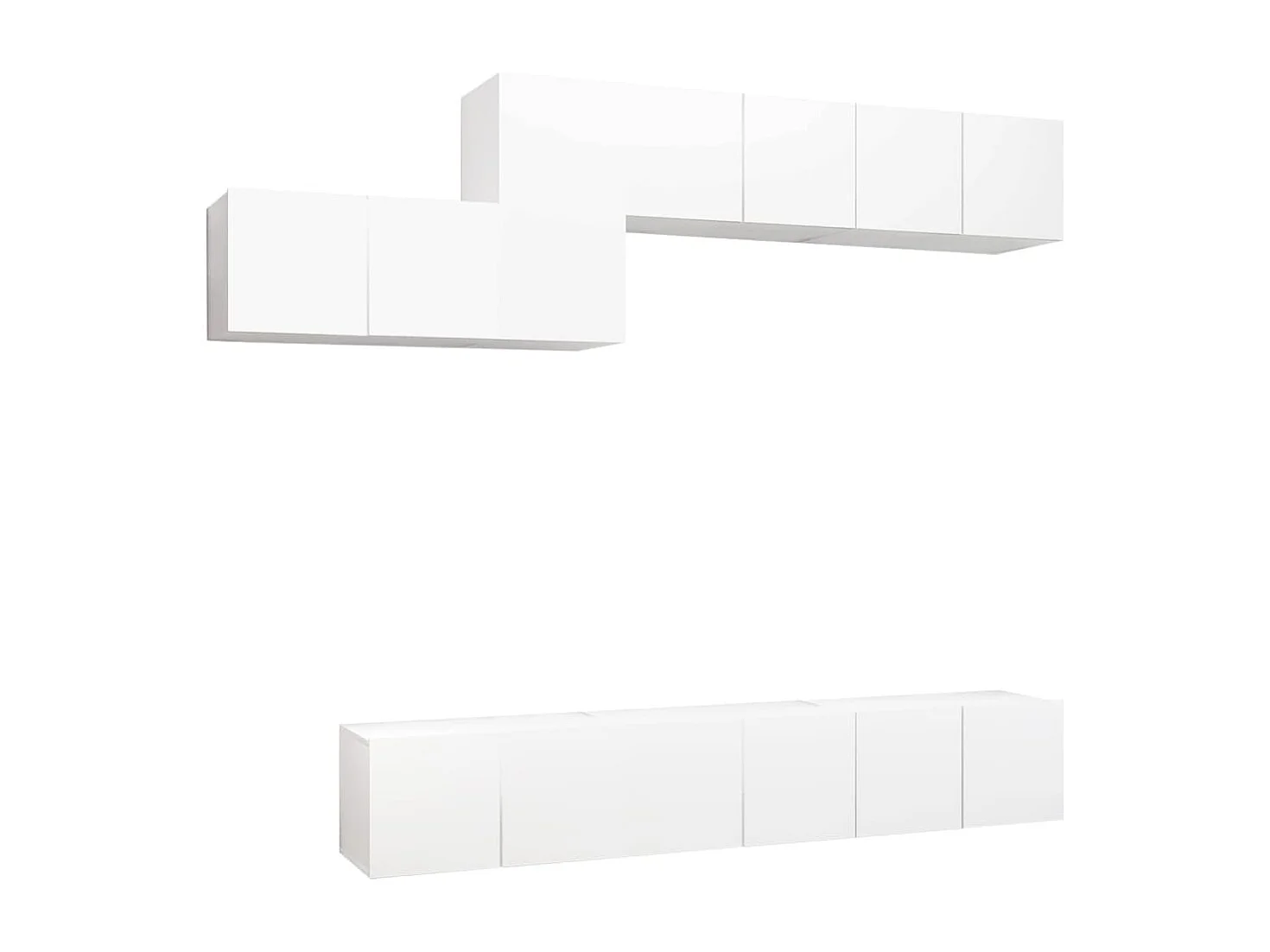 Conjunto de muebles mueble aparador TV televisión salón dormitorio salón 7 piezas blanco madera contrachapada 02_0025151