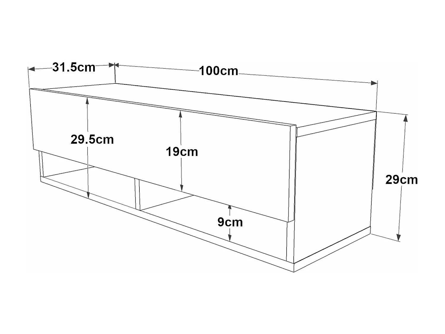 Móvel de TV com porta 295 x 100 x 315 cm efeito carvalho rústico / branco 03_0007780