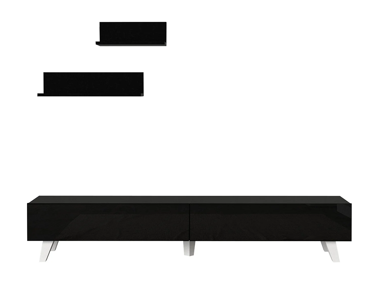 Mueble TV y juego de 2 estantes 180 x 31 x 33 cm negro 03_0007890