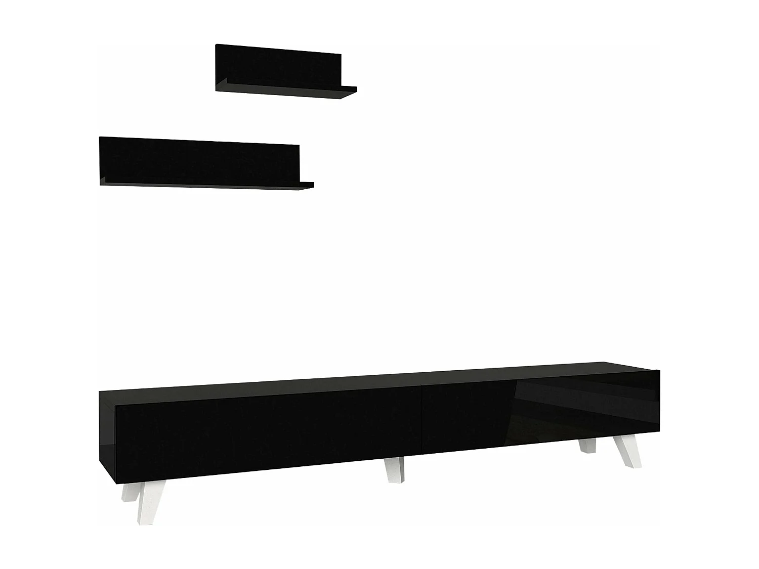 Mueble TV y juego de 2 estantes 180 x 31 x 33 cm negro 03_0007890