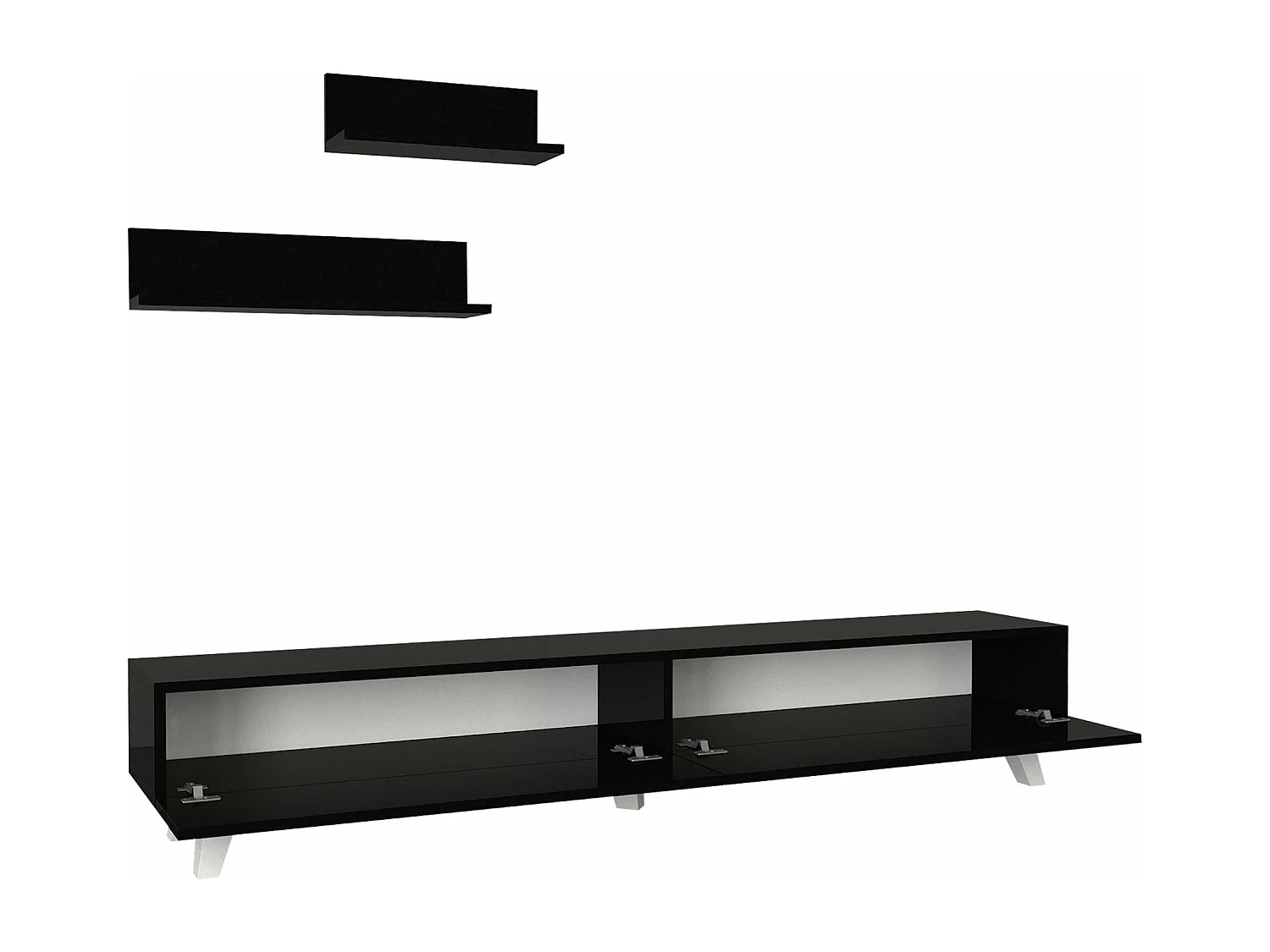 Mueble TV y juego de 2 estantes 180 x 31 x 33 cm negro 03_0007890