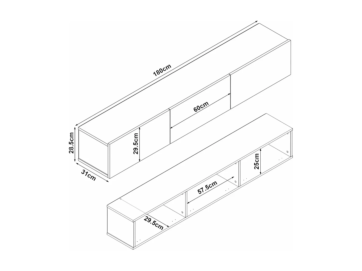 Mobile TV 180 x 31 x 295 cm bianco 03_0007875