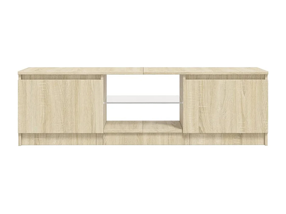 Mueble TV multimedia estantería para televisión buffet para televisión comedor salón dormitorio con luces LED roble Sonoma 120 x 30 x 35,5 cm marrón 02_0026754