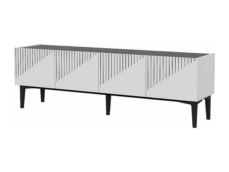 Mueble TV de 2 puertas con espacio de almacenamiento 45 x 154 x 37 cm mármol blanco/negro 03_0007805