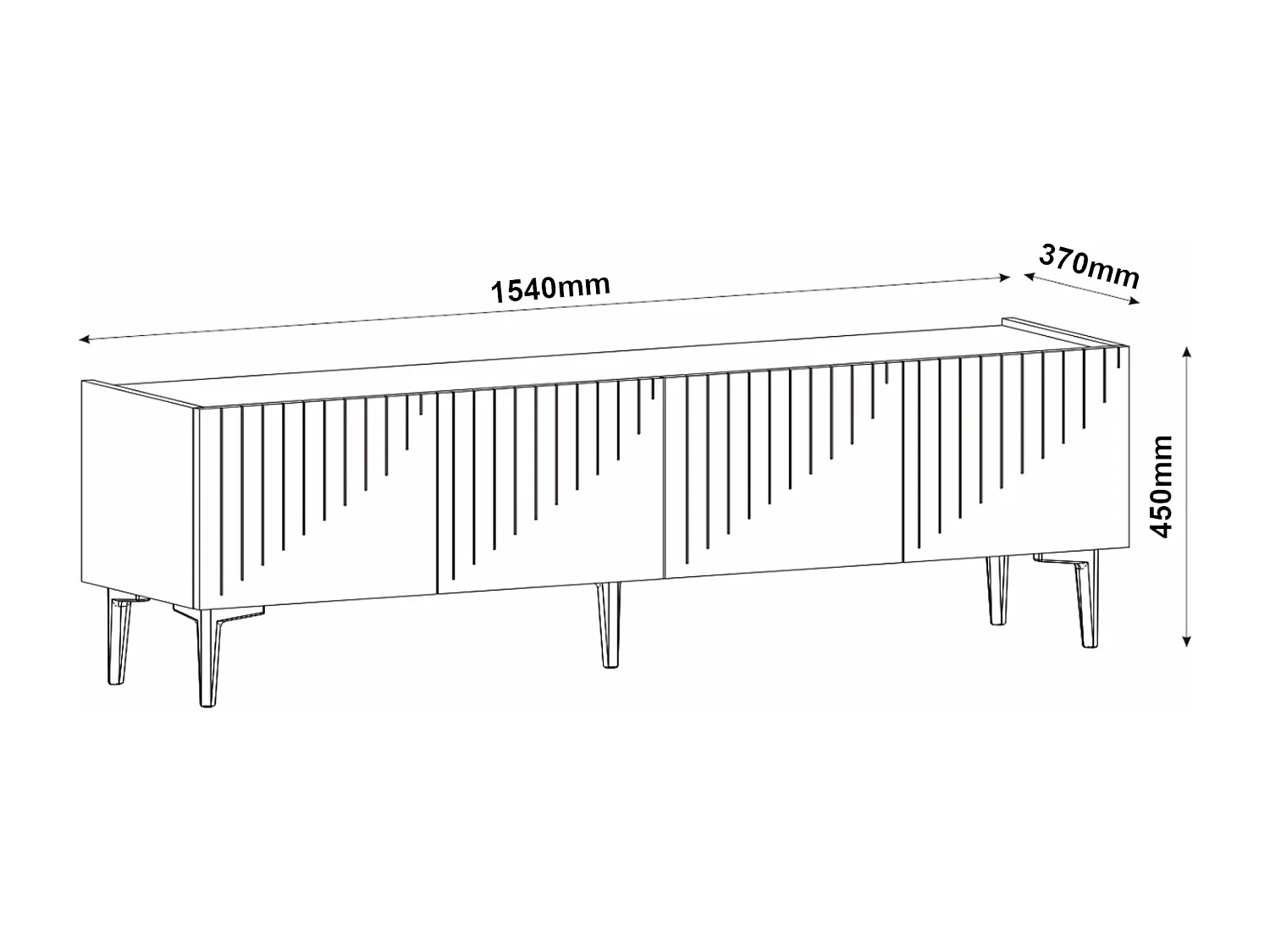 Móvel de TV 2 portas com espaço de arrumação 45 x 154 x 37 cm mármore branco / preto 03_0007805