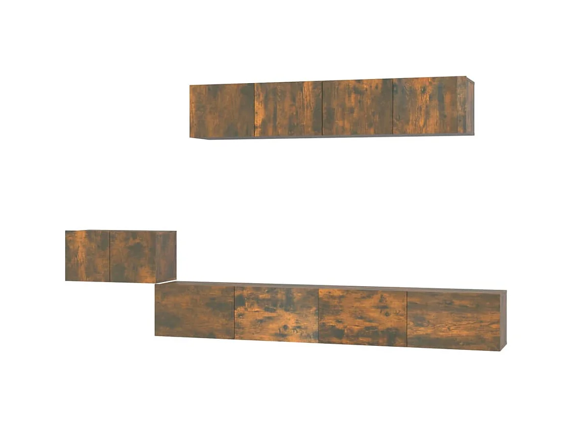 Set di mobili credenza TV soggiorno camera da letto soggiorno 5 pezzi rovere affumicato legno ingegnerizzato marrone 02_0024965