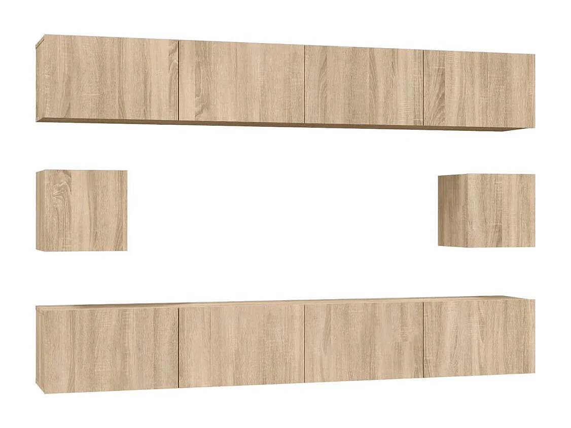 Conjunto de muebles mueble aparador TV televisión salón dormitorio salón 6 piezas roble sonoma madera contrachapada marrón 02_0025121