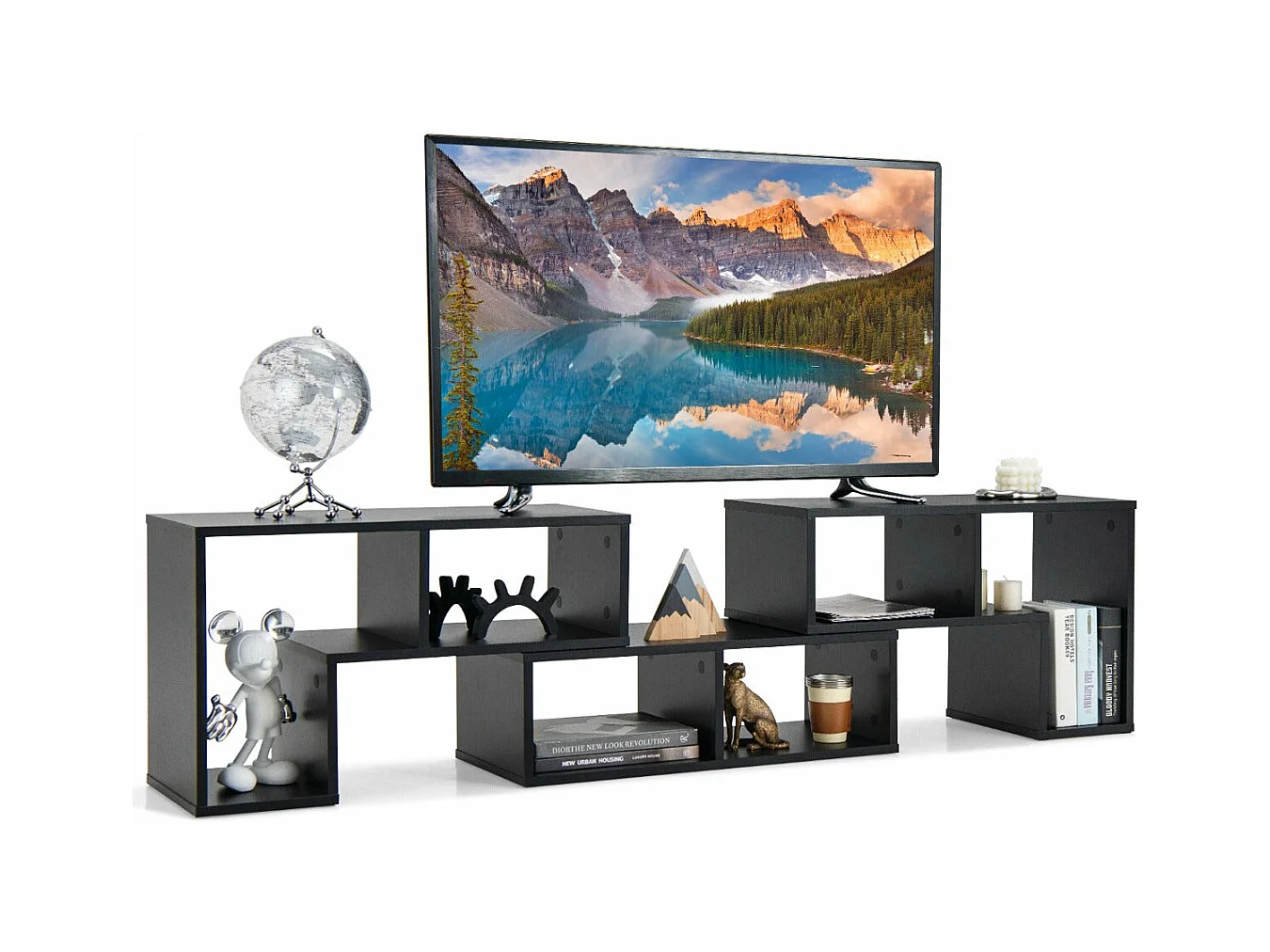 Meuble tv 3 pièces effet bois noire 134 x 30 x 43 cm 20_0004949