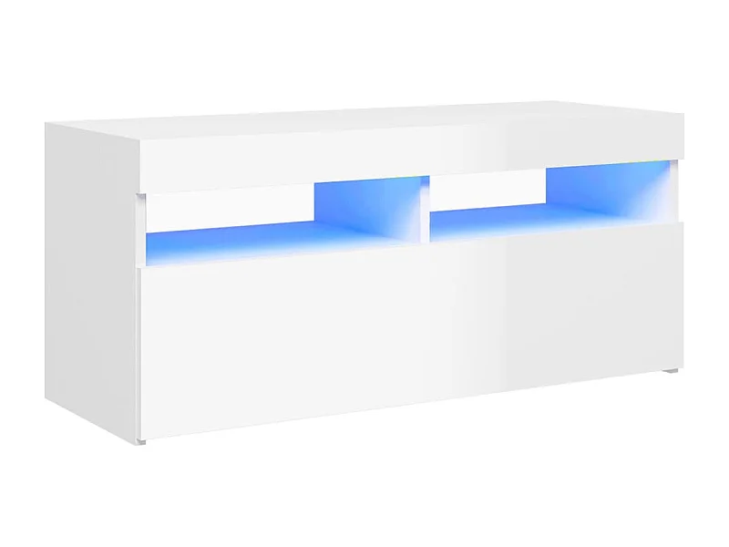 Mueble para TV multimedia estantería para televisión buffet para televisión comedor salón dormitorio con luces LED brillantes 90 x 35 x 40 cm blanco 02_0026660