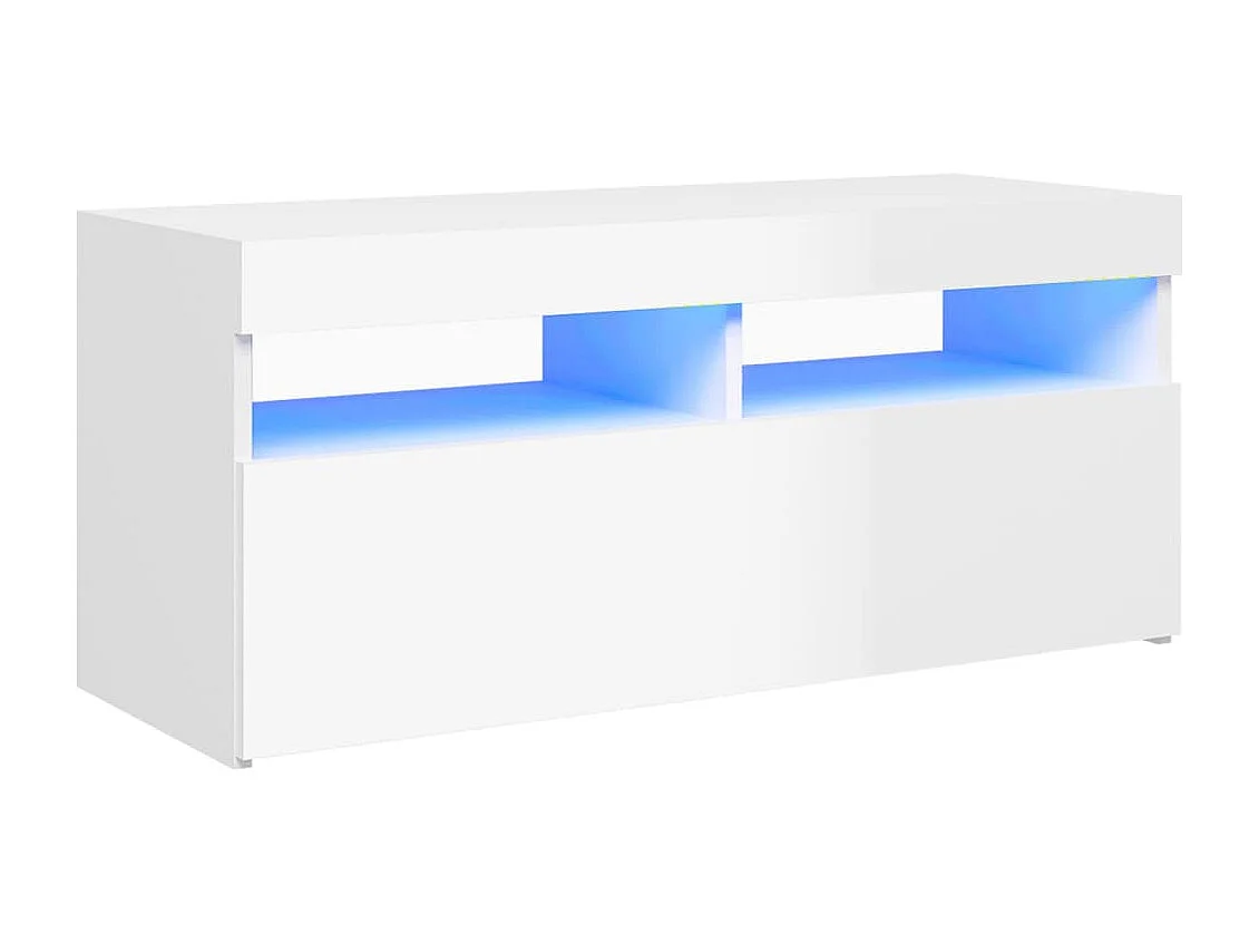 Mueble para TV multimedia estantería para televisión buffet para televisión comedor salón dormitorio con luces LED brillantes 90 x 35 x 40 cm blanco 02_0026660