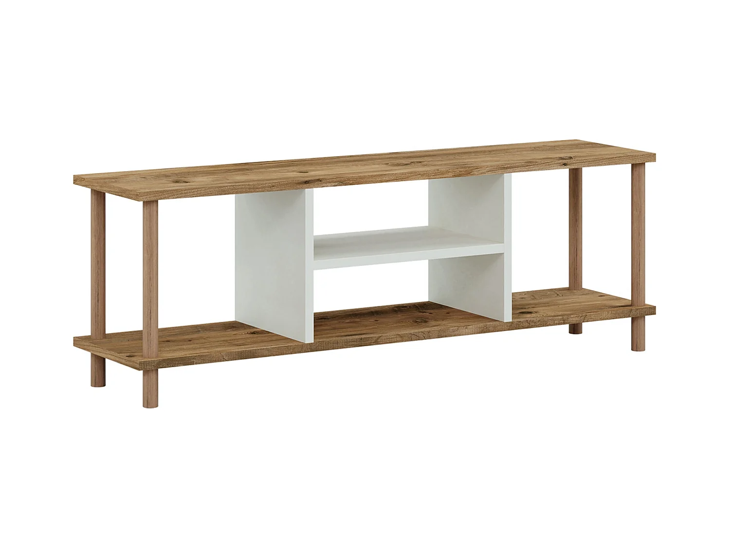 Mueble TV con espacio de almacenamiento 43 x 120 x 29 cm imitación madera / blanco 03_0007886