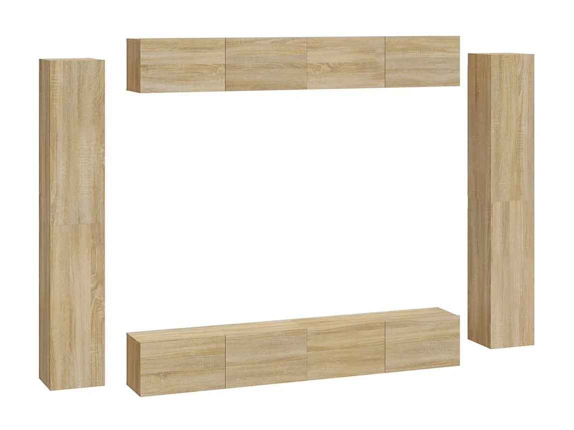 Set di mobili mobile buffet TV televisione soggiorno camera da letto soggiorno 8 pezzi rovere Sonoma multistrato marrone 02_0025309