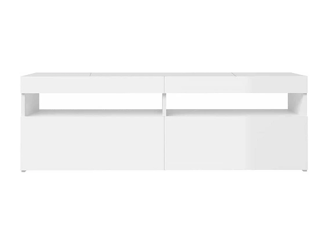 Móvel de TV multimídia Prateleira de TV televisão buffet sala de jantar sala de estar quarto com luzes LED brilhantes 120 x 35 x 40 cm branco 02_0026636