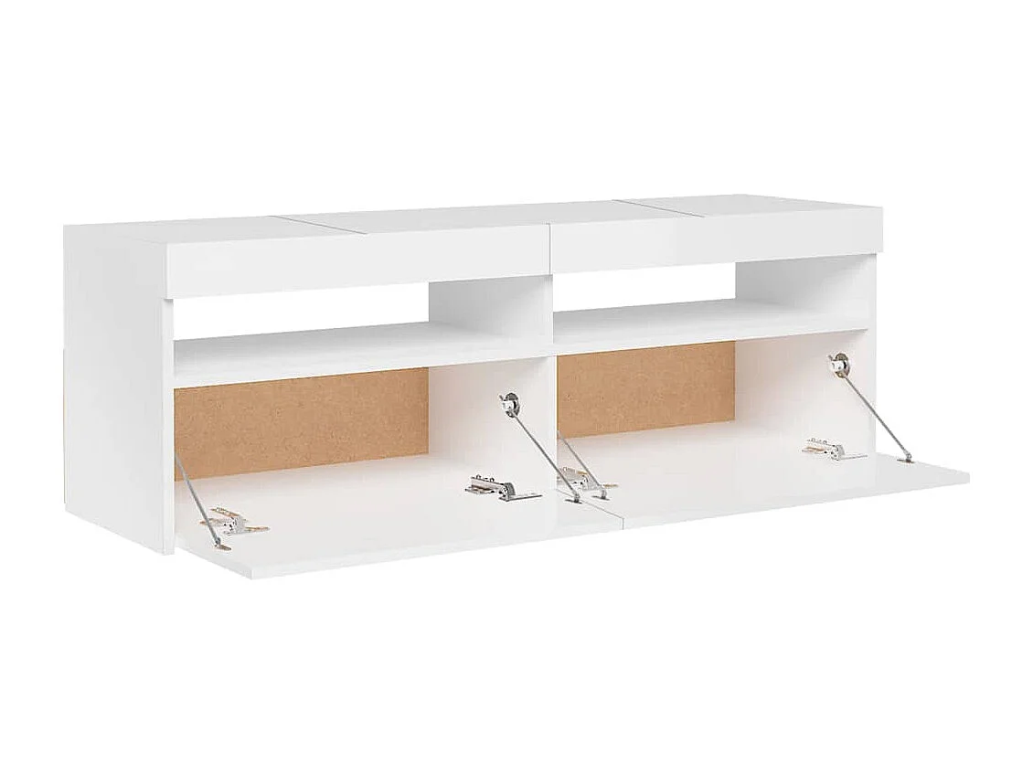 Móvel de TV multimídia Prateleira de TV televisão buffet sala de jantar sala de estar quarto com luzes LED brilhantes 120 x 35 x 40 cm branco 02_0026636
