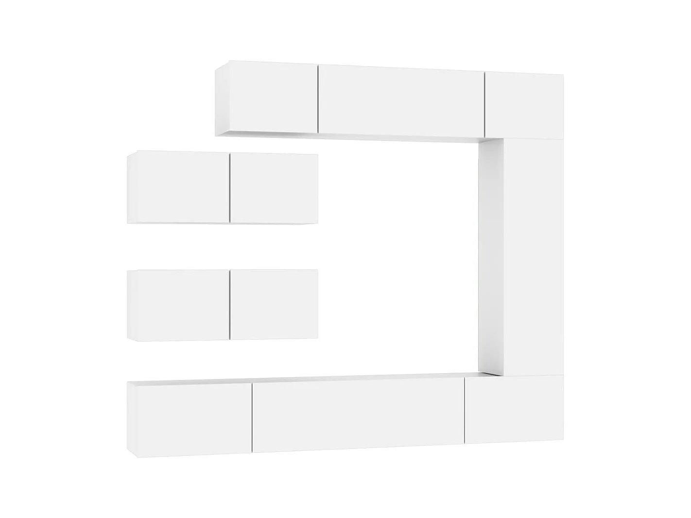 Set di mobili mobile credenza TV televisione soggiorno camera da letto soggiorno 7 pezzi pannelli in MDF bianco 02_0025156