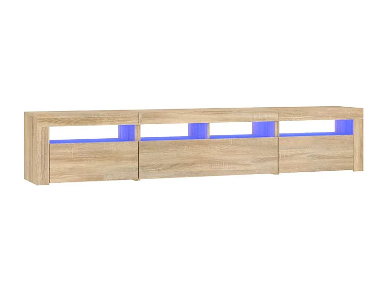 Mobile TV multimediale scaffale TV credenza TV sala da pranzo soggiorno camera da letto con luci a LED Rovere Sonoma 210 x 35 x 40 cm marrone 02_0026769