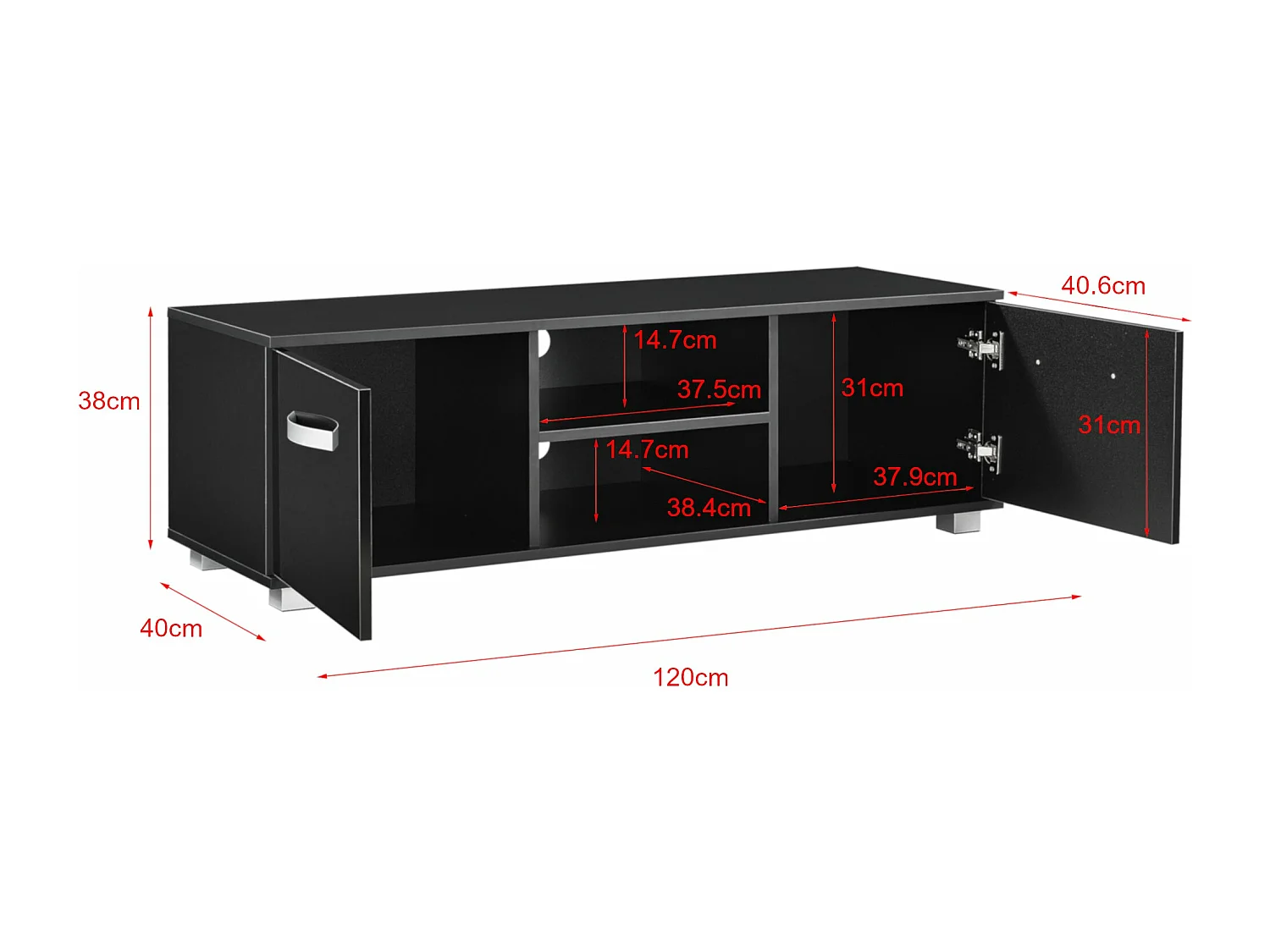 Meuble TV moderne support noire 120 x 40 x 38 cm 03_0005872