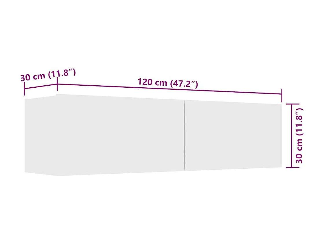 Mueble TV multimedia estantería para televisión buffet para televisión comedor salón dormitorio 120 x 30 x 30 cm madera contrachapada blanca 02_0025805