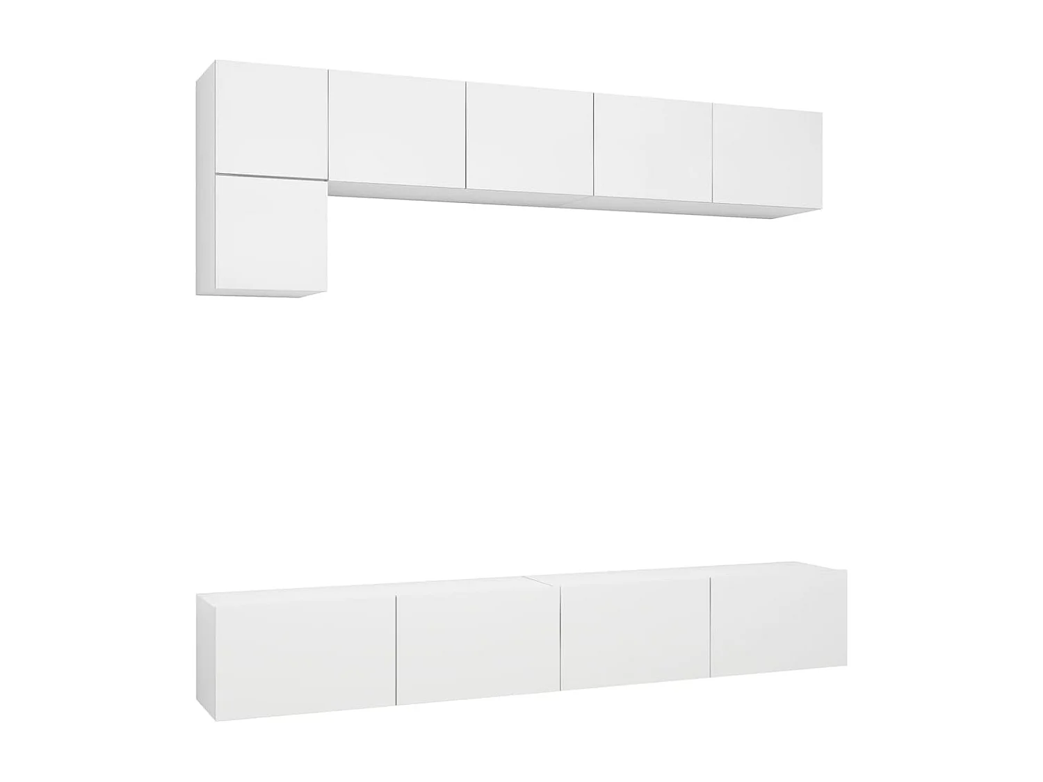 Set di mobili mobile credenza TV televisione soggiorno camera da letto soggiorno 5 pezzi pannelli in MDF bianco 02_0024853
