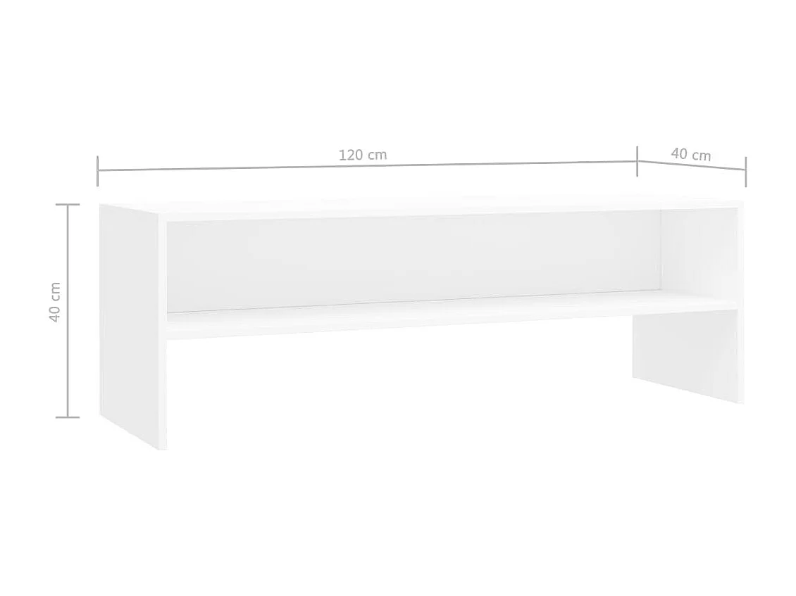 Meuble TV multimédia étagère bois blanc 120 x 40 x 40 cm 02_0025868