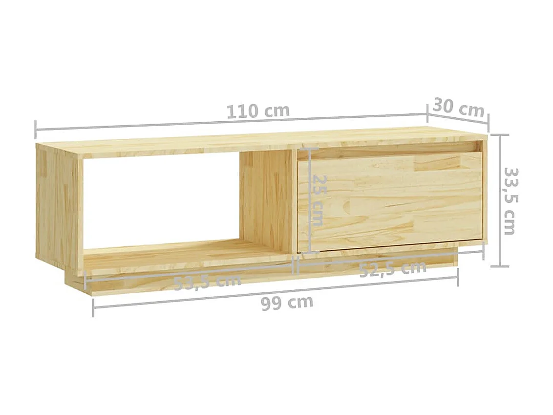 Meuble TV multimédia étagère bois marron 110 x 30 x 33.5 cm 02_0025706