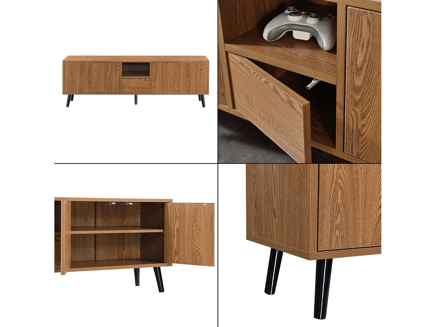 Meuble TV de rangement bois marron 140 x 30 x 45.5 cm 03_0007761