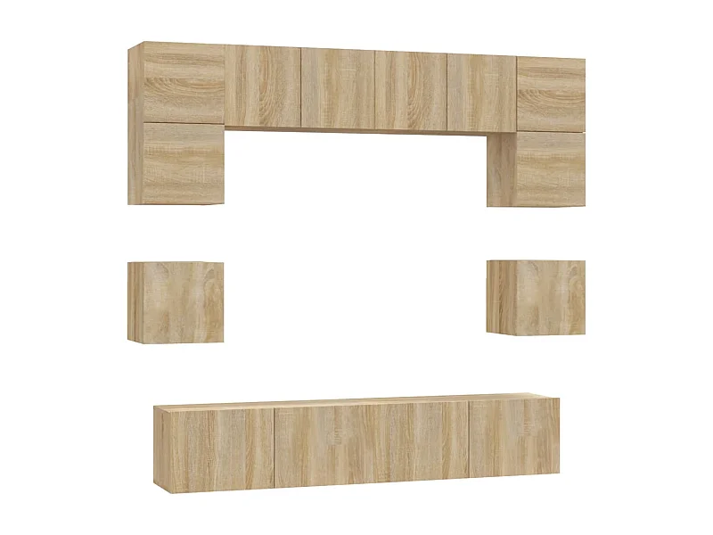 Set di mobili mobile credenza TV televisione soggiorno camera da letto soggiorno 8 pezzi rovere Sonoma multistrato marrone 02_0025311