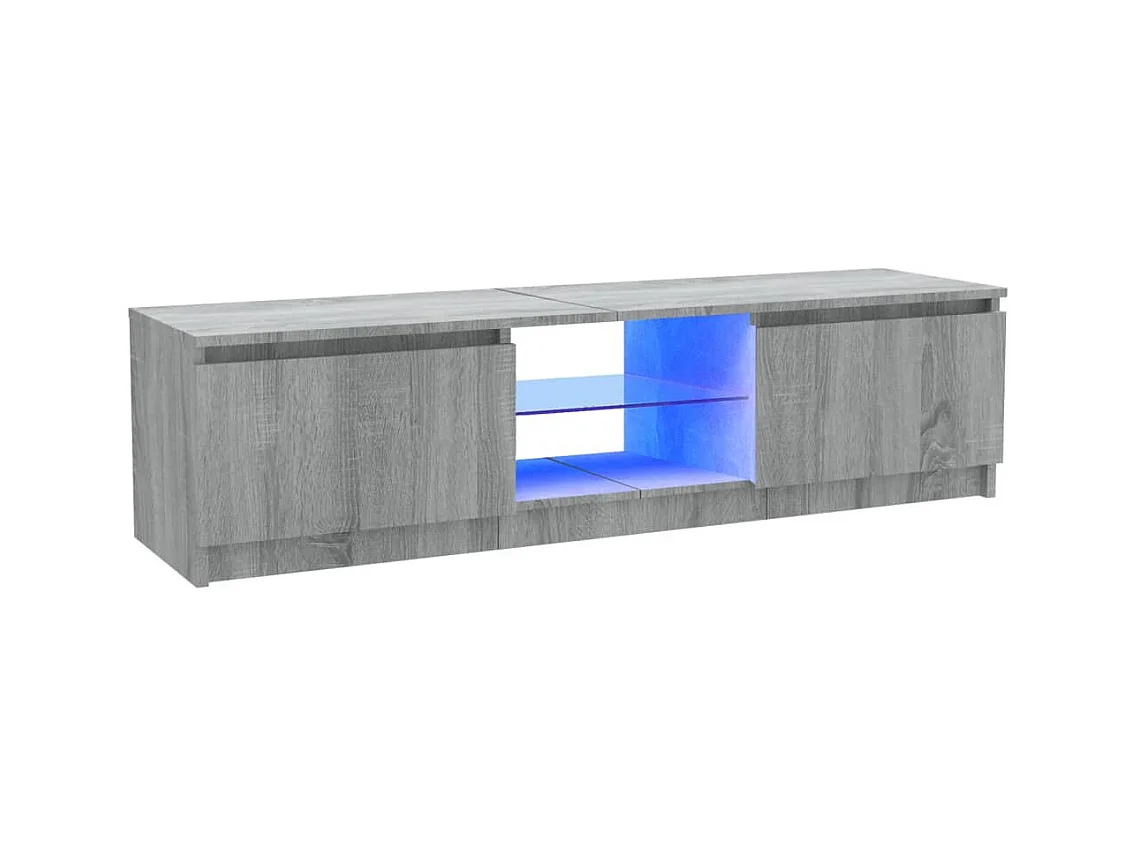 Meuble TV multimédia étagère grise 120 x 30 x 35.5 cm 02_0026796