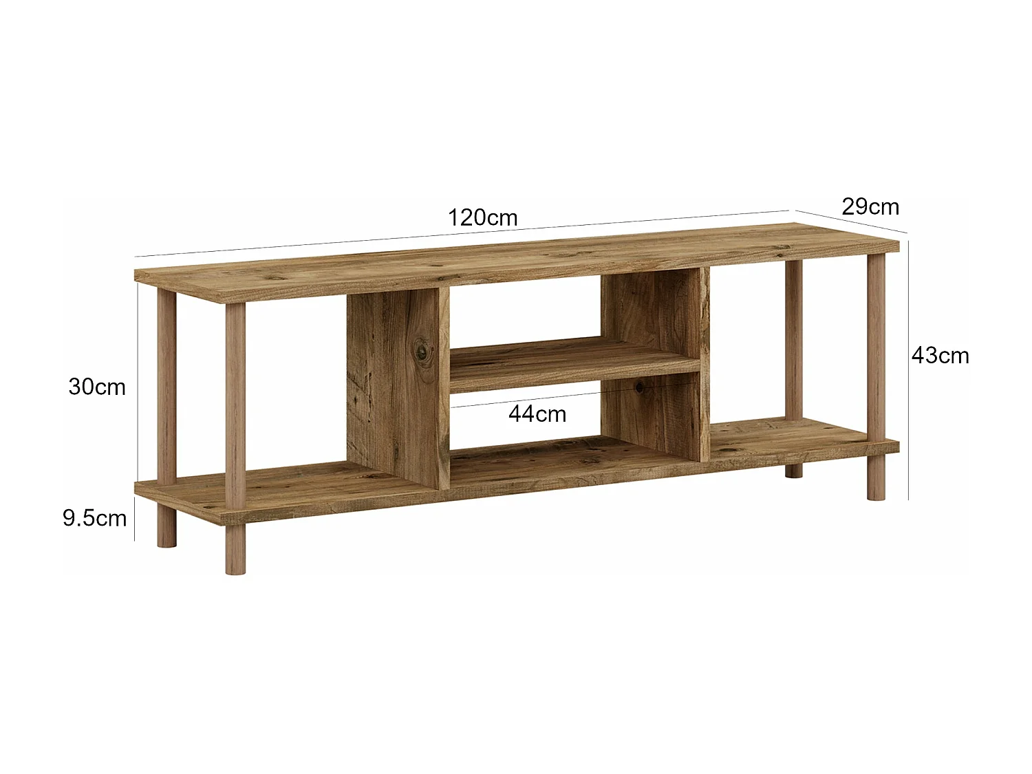 Meuble TV avec espace bois marron 120 x 29 x 43 cm 03_0007885