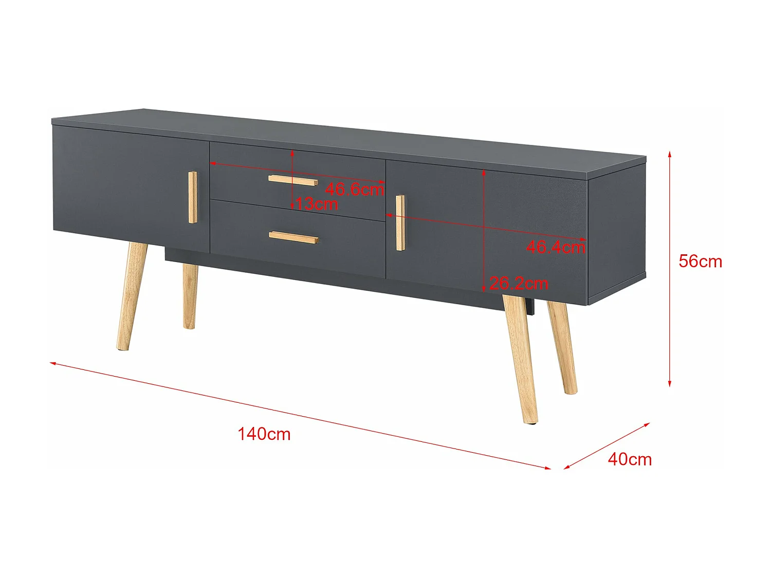 Meuble TV design support bois marron 140 x 40 x 56 cm 03_0005869