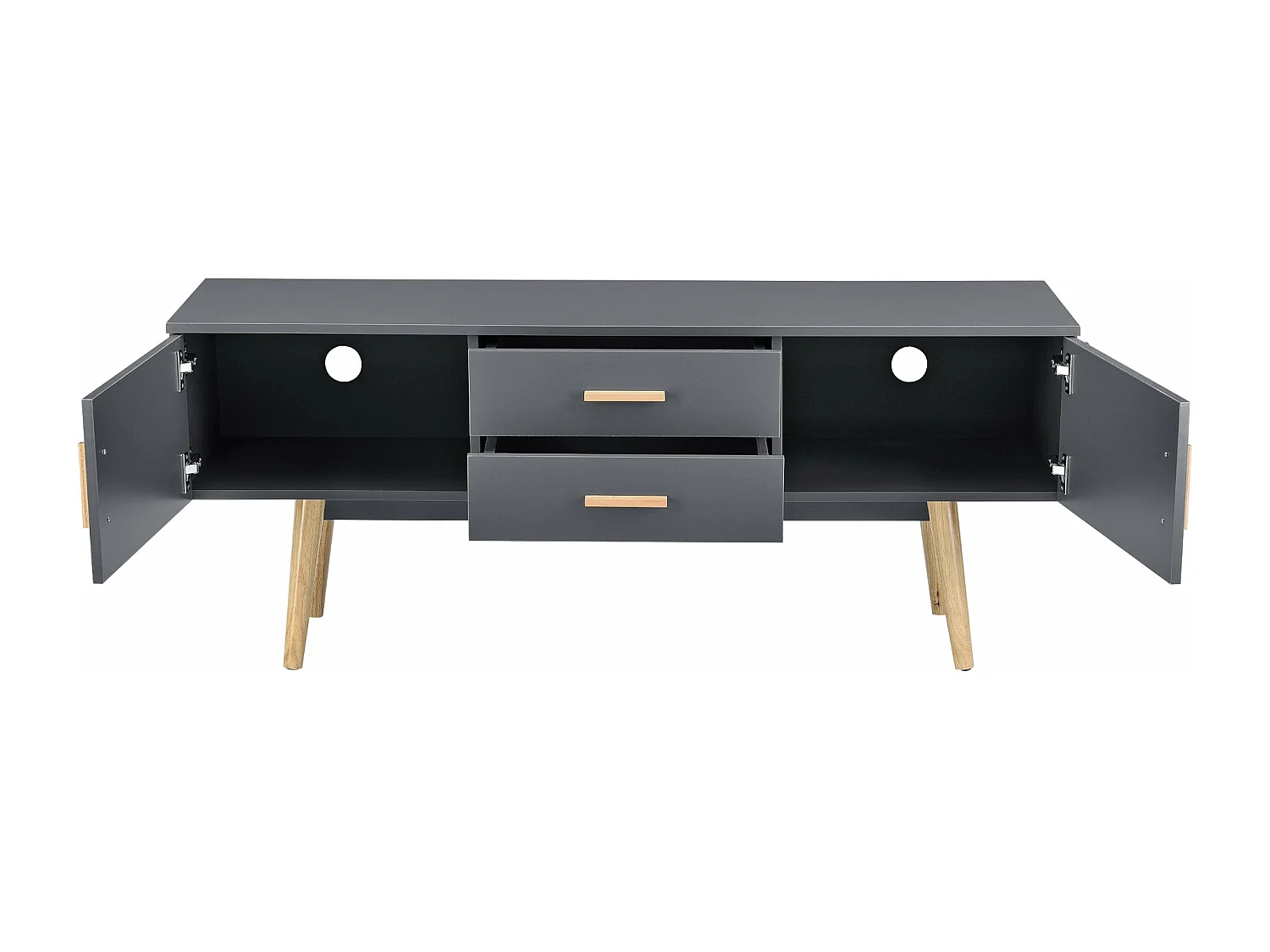 Meuble TV design support bois marron 140 x 40 x 56 cm 03_0005869