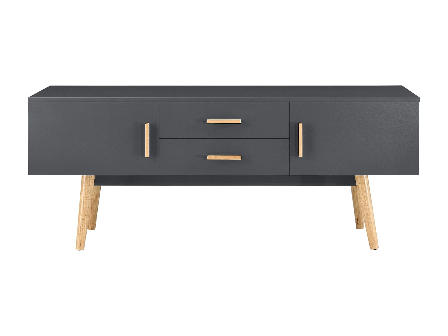 Mobile porta TV di design mobile porta TV con panca e gambe in legno 140 cm grigio scuro 03_0005869