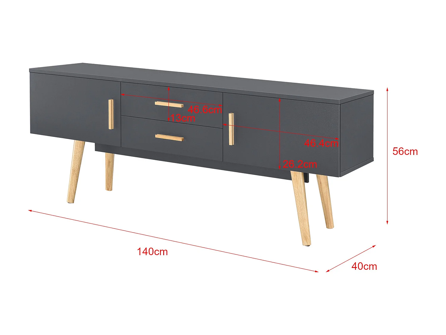 Mobile porta TV di design mobile porta TV con panca e gambe in legno 140 cm grigio scuro 03_0005869