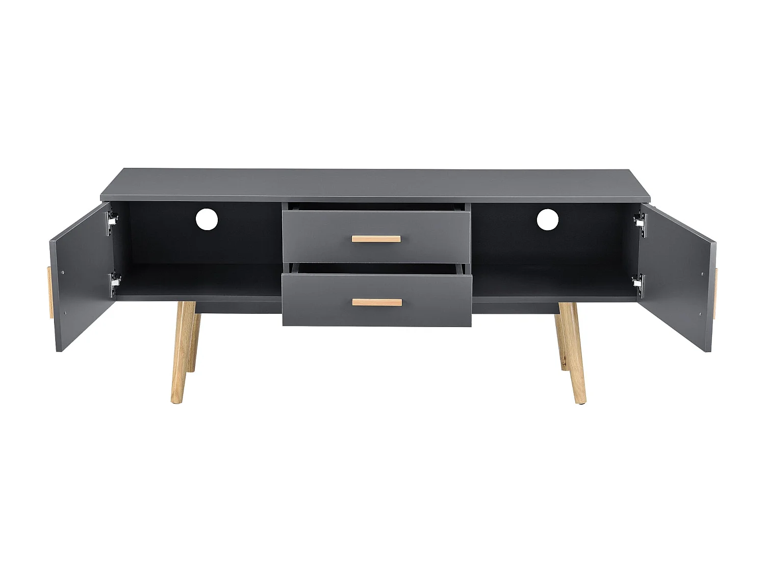 Mobile porta TV di design mobile porta TV con panca e gambe in legno 140 cm grigio scuro 03_0005869