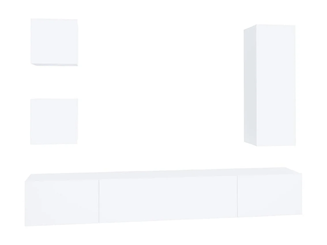 Conjunto de muebles mueble aparador TV televisión salón dormitorio salón 5 piezas blanco madera contrachapada 02_0024864