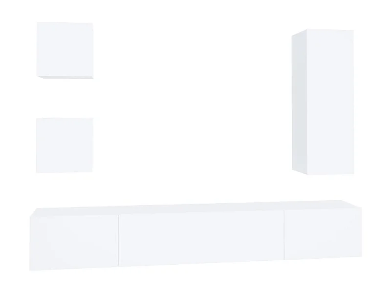 Conjunto de muebles mueble aparador TV televisión salón dormitorio salón 5 piezas blanco madera contrachapada 02_0024864