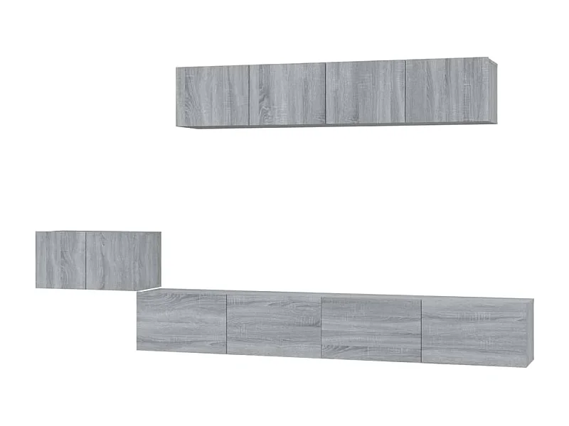 Set di mobili mobile buffet TV televisione soggiorno camera da letto soggiorno 5 pezzi sonoma pannelli in MDF grigio 02_0024989