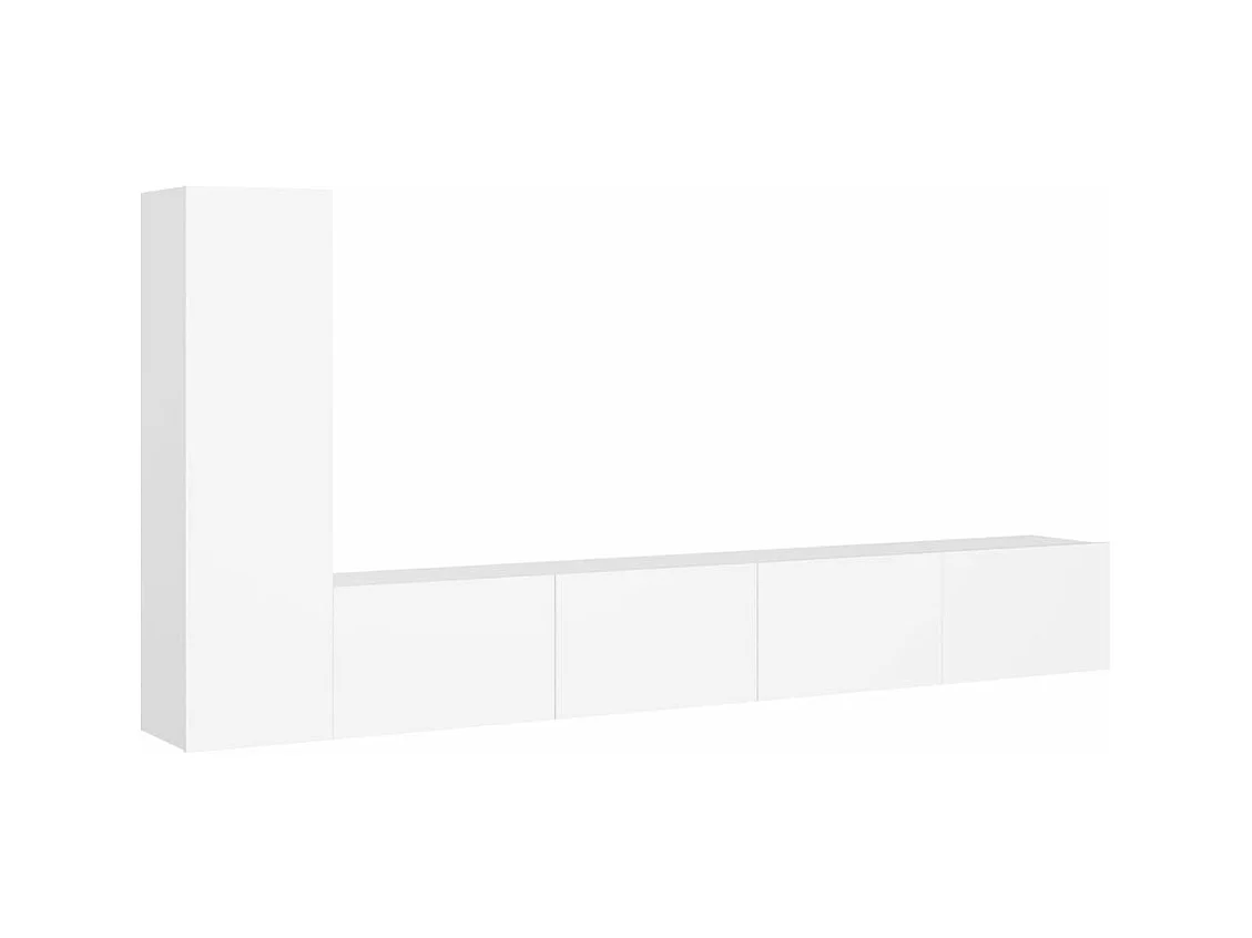Set di mobili mobile credenza TV televisione soggiorno camera da letto soggiorno 3 pezzi pannelli in MDF bianco 02_0024467