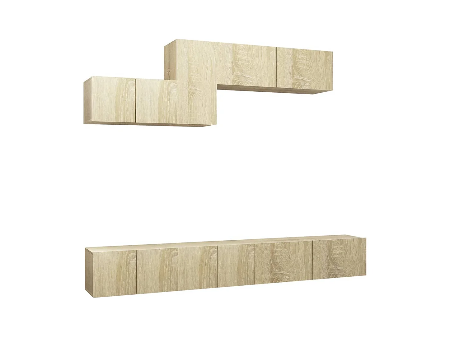 Conjunto de muebles mueble aparador TV televisión salón dormitorio salón 6 piezas roble sonoma madera contrachapada marrón 02_0025115