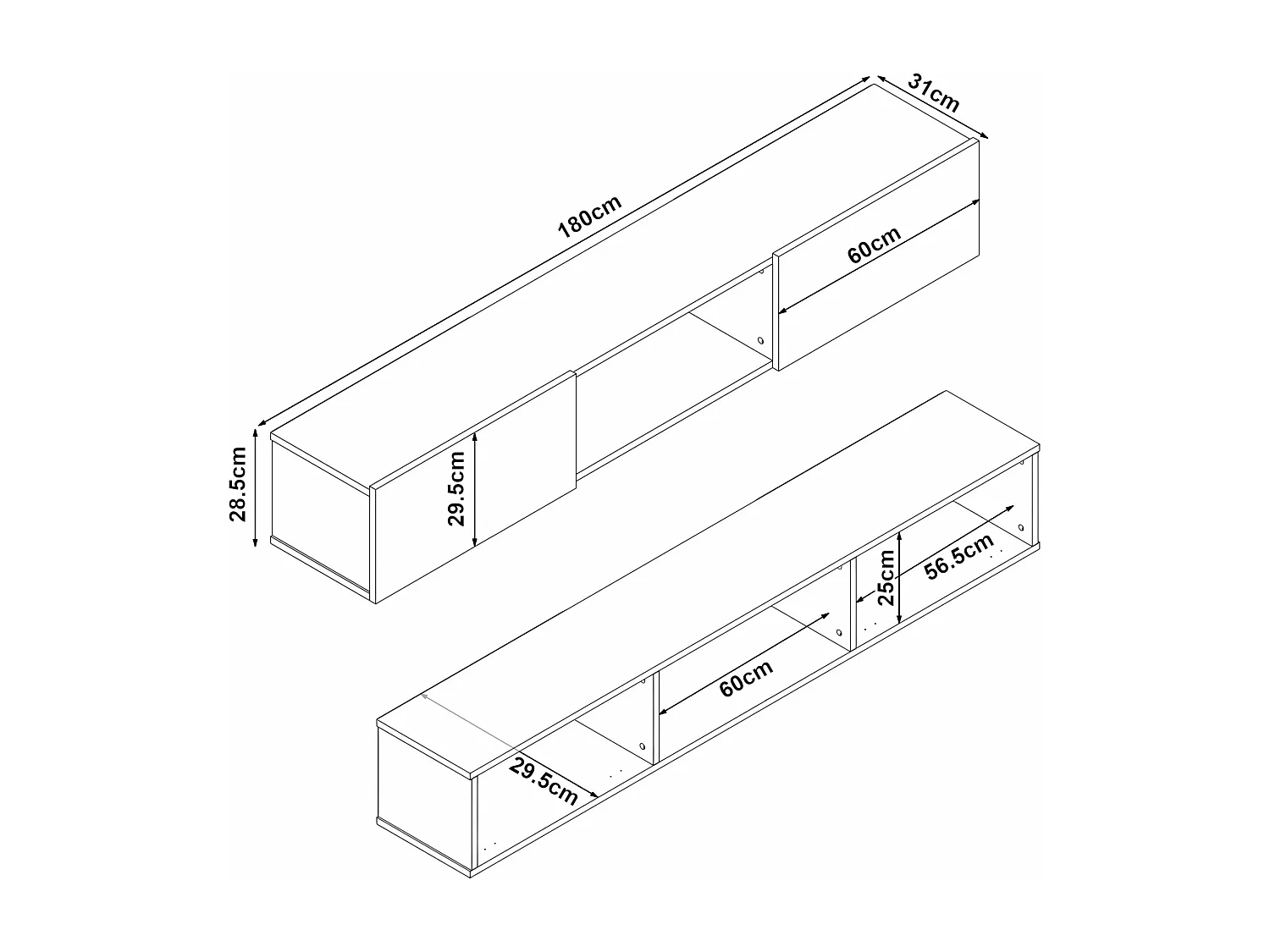 Mueble TV 180 x 31 x 295 cm negro 03_0007816