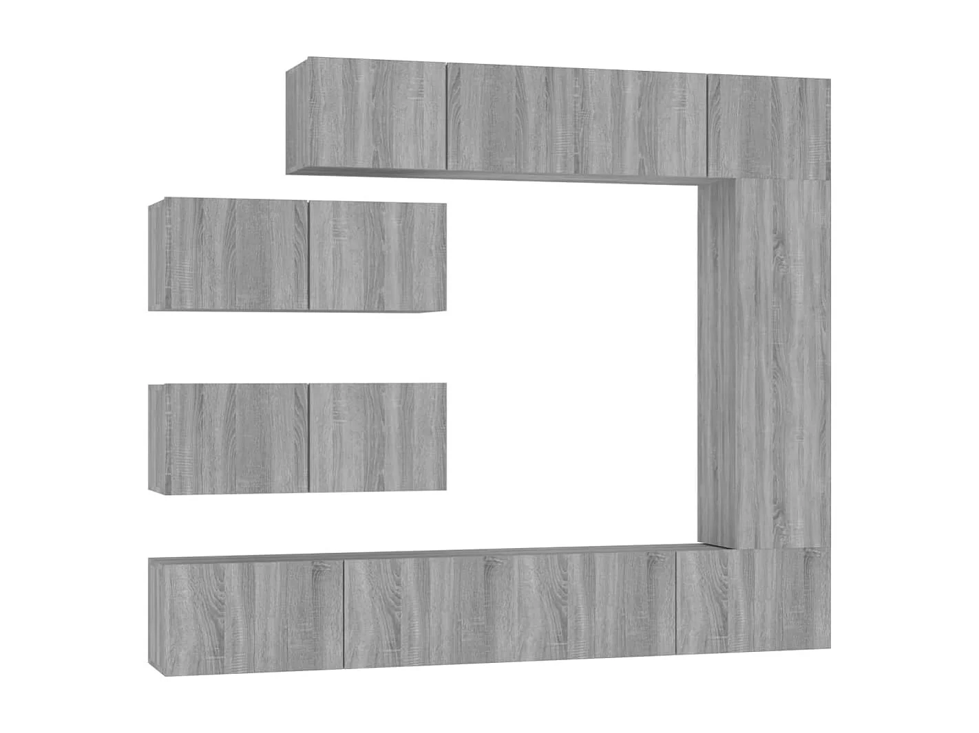 Set di mobili mobile buffet TV televisione soggiorno camera da letto soggiorno 7 pezzi sonoma pannelli in MDF grigio 02_0025218