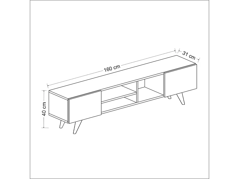 Mueble TV con 2 puertas 40 x 160 x 31 cm efecto roble / negro 03_0007748