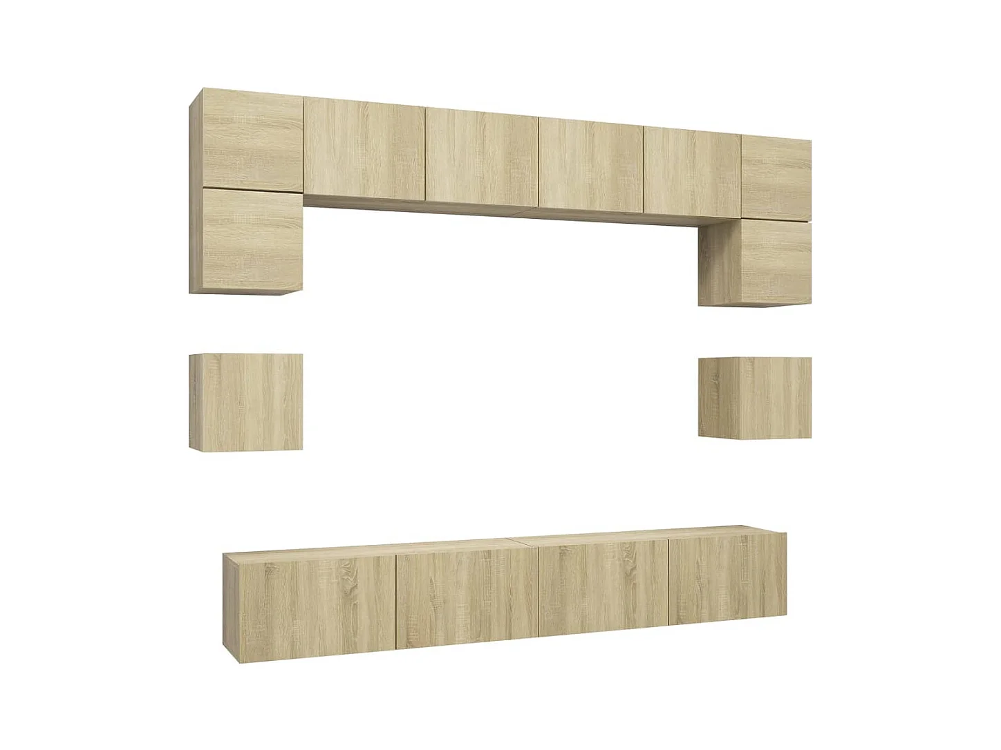 Set di mobili mobile buffet TV televisione soggiorno camera da letto soggiorno 8 pezzi rovere Sonoma multistrato marrone 02_0024346