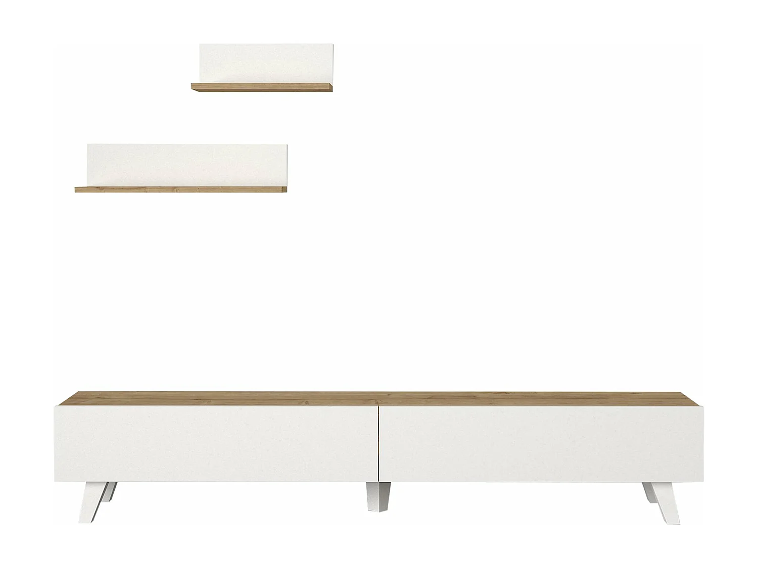 Set mobile TV e 2 mensole 180 x 31 x 33 cm effetto rovere bianco 03_0007889